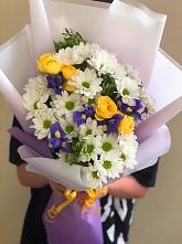 Букет цветов из:  Ирисы, Хризантемы и Розы #REPLACE_PRED# Мелеузе